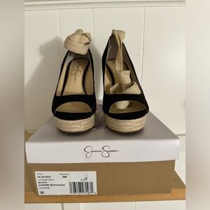 Black Suede Wedge Peeptoe